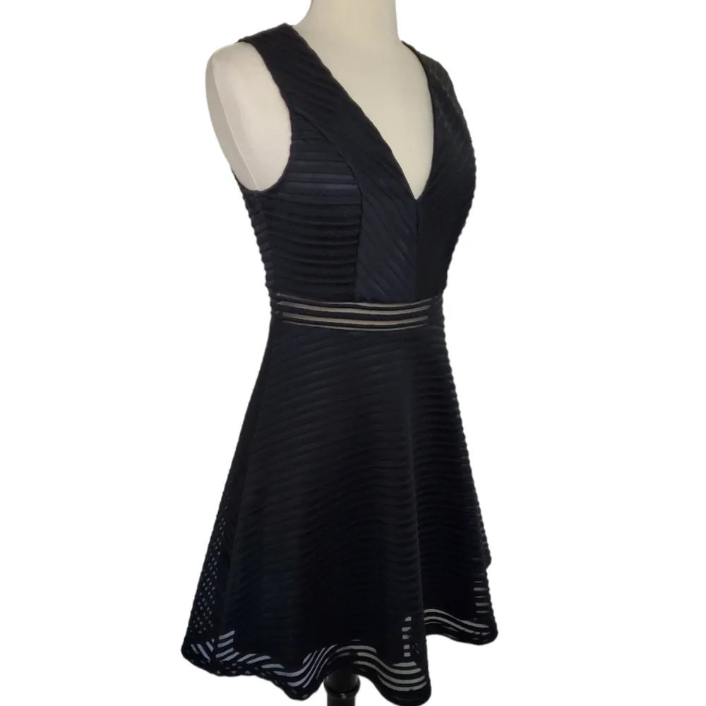 Lulus Dress Black Ribbed Sleeveless Flirty Fit and Flare Waist Detail Sz S - Picture 5 of 14
